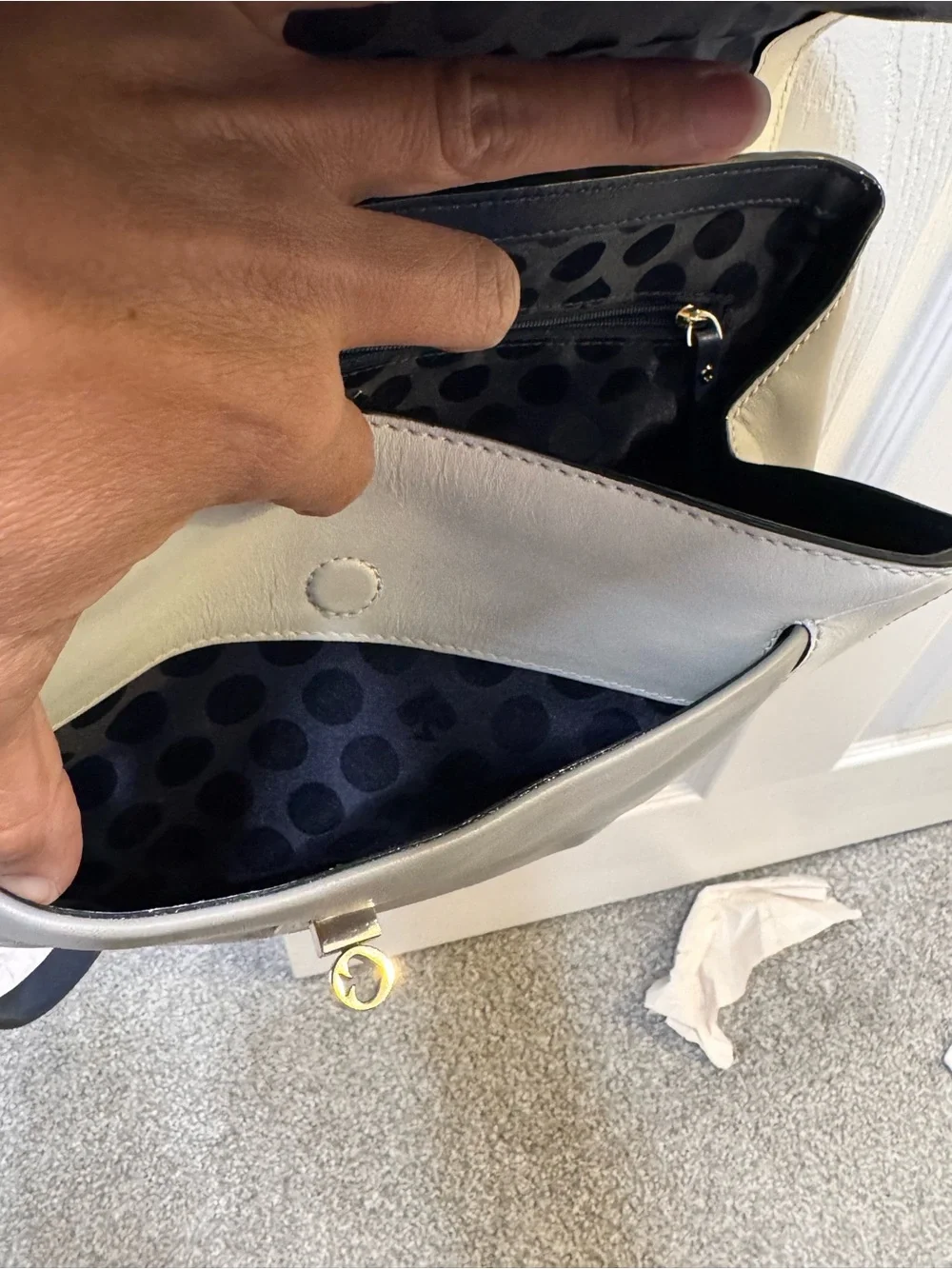 kate spade Navy, White and Gray Top-Handle Satchel